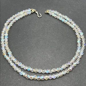 Vintage signed VA acrylic AB beaded necklace